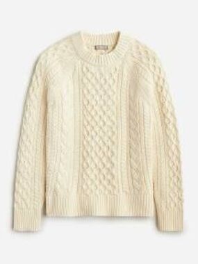 J.Crew Ivory Cream 100% Cotton Cable-knit Sweater Size Small EUC